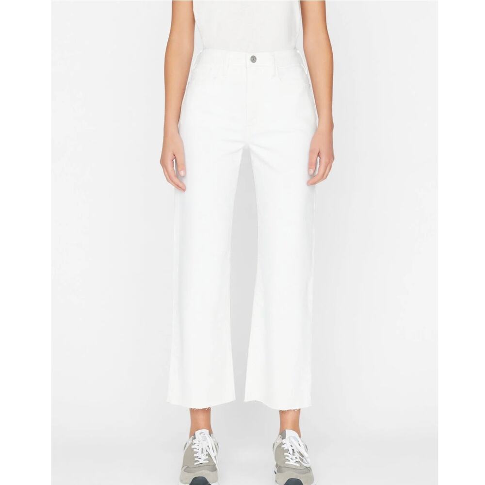 Frame Womens 34 White Le Jane Crop High Rise Distressed Hem Denim Jeans Boho